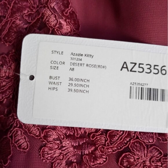 Azazie Women's Party Maxi Dress Elegant Lace V-Neck Chiffon - Picture 6 of 10